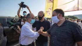 Junqueras, Romeva y Turull antes de volver a ingresar en la cárcel de Lledoners.