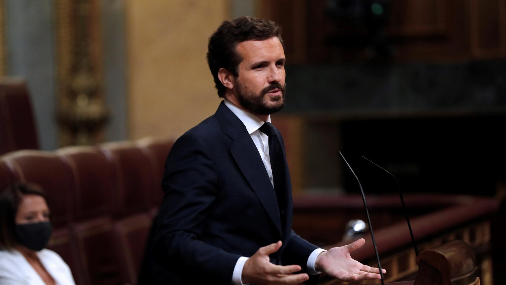 Pablo Casado, presidente del PP, en el Congreso de los Diputados.