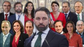 Así sería el Consejo de Ministros que nombraría Abascal (de izda a dcha y de arriba abajo): Buxadé, Espinosa, Monasterio, Olona, Ortega, Rosety, Aizcorbe, Romero, González Coello, Méndez-Monasterio, Borrás y Steegmann.