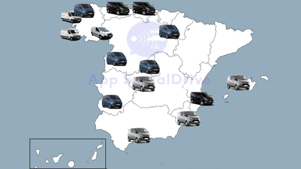 Mapa de las provincias donde hay furgonetas camufladas de la DGT.