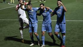 El Fuenlabrada celebra un gol contra el Elche