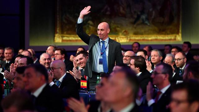 Luis Rubiales durante un evento de la UEFA