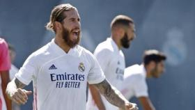 Sergio Ramos en el entrenamiento del Real Madrid