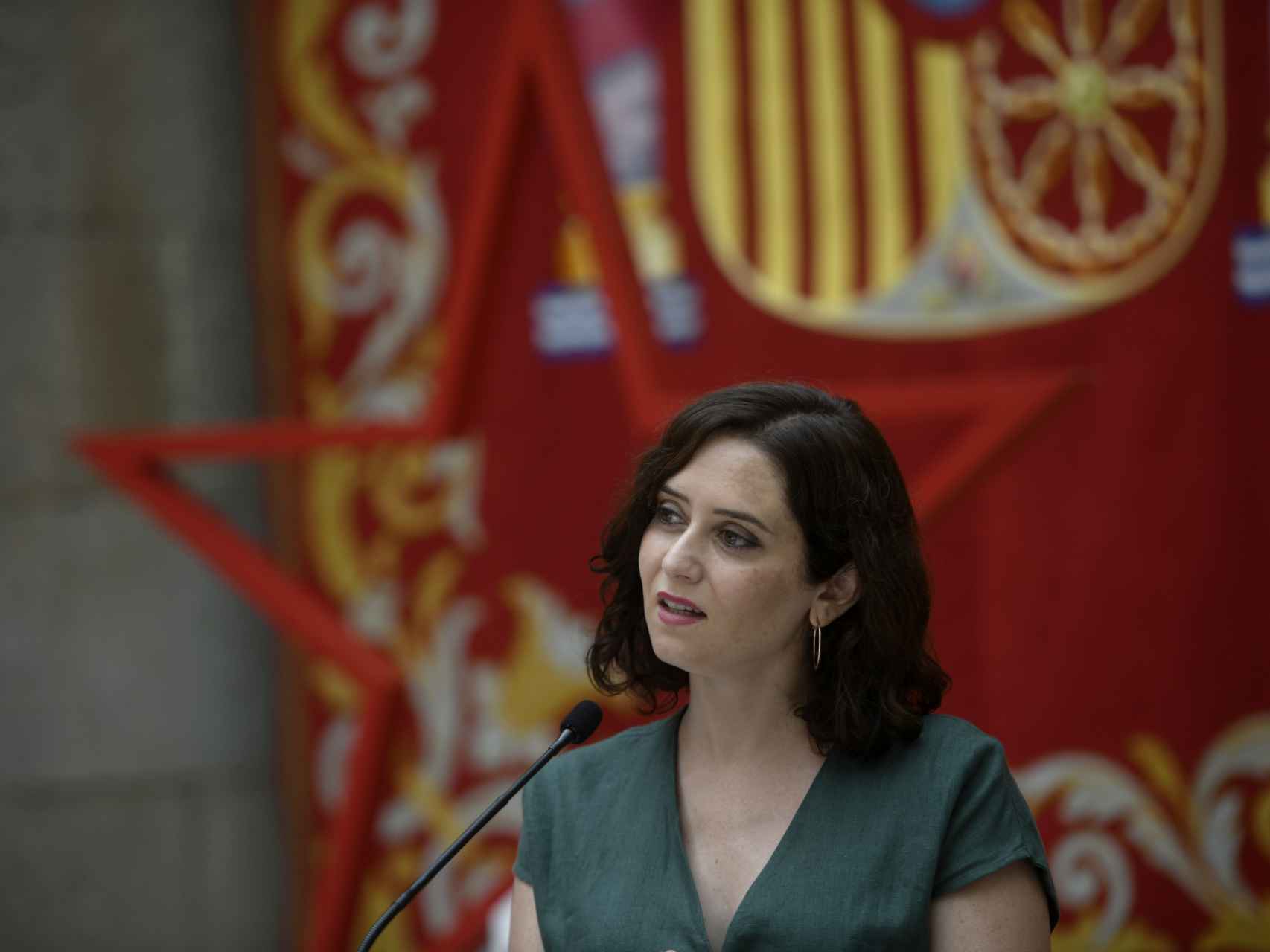 La presidenta de la Comunidad de Madrid, Isabel Díaz Ayuso, durante la presentación de la estrategia de continuidad de la Covid-19.