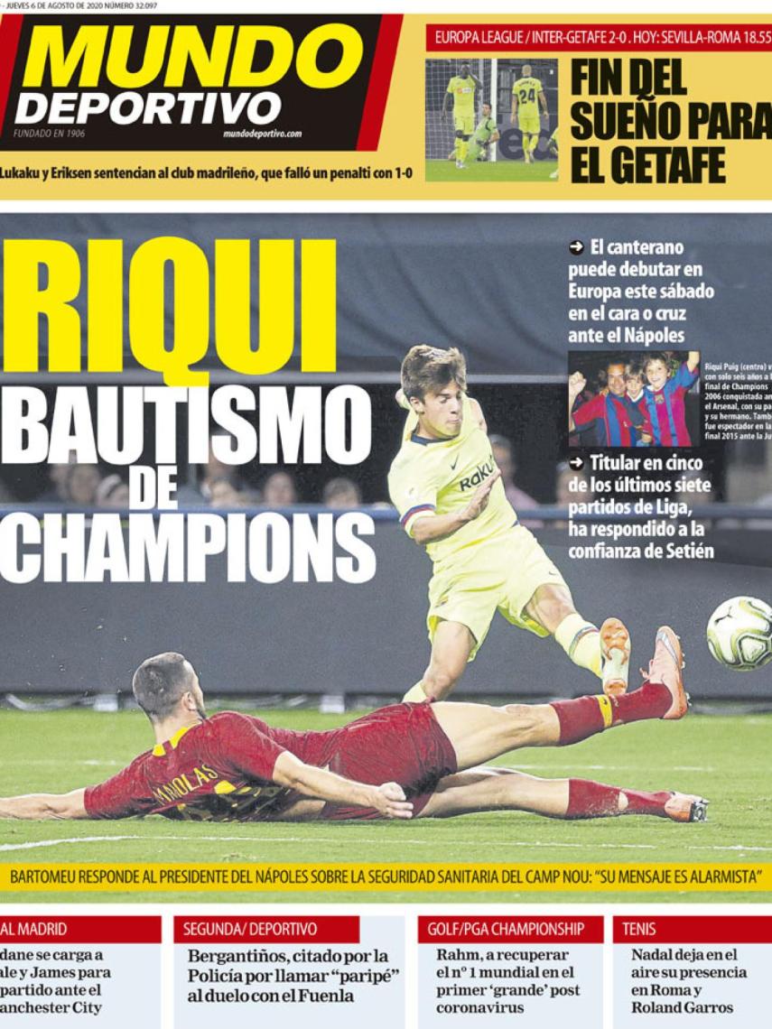 La portada del diario Mundo Deportivo (06/08/2020)