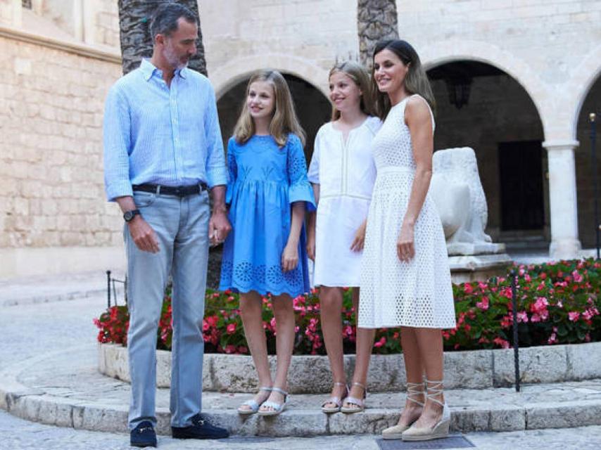 La Familia Real en el palacio de la Almudaina en el verano de 2018.