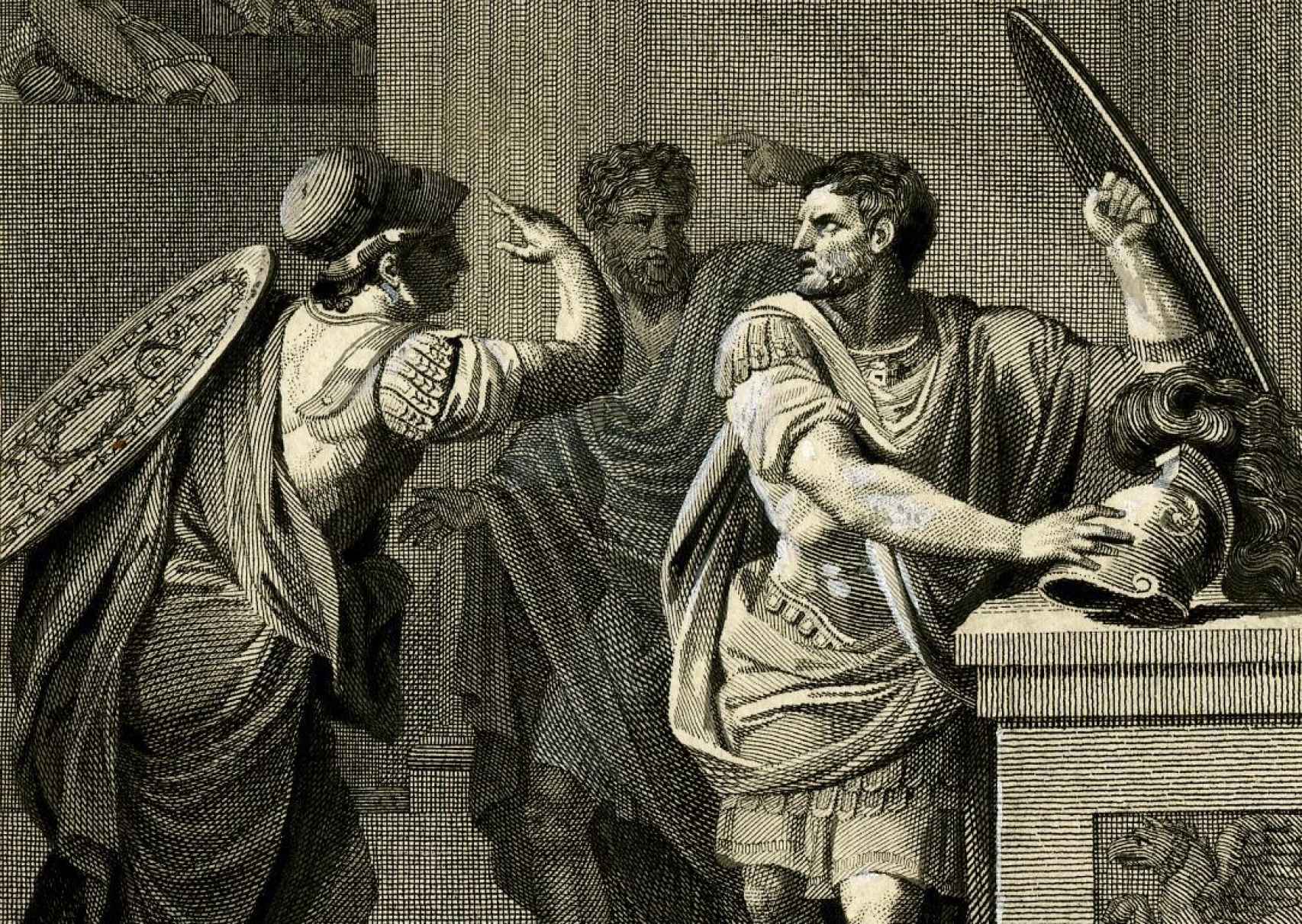 Ilustración que representa a Mitrídates siendo avisado de un inminente ataque de Roma.