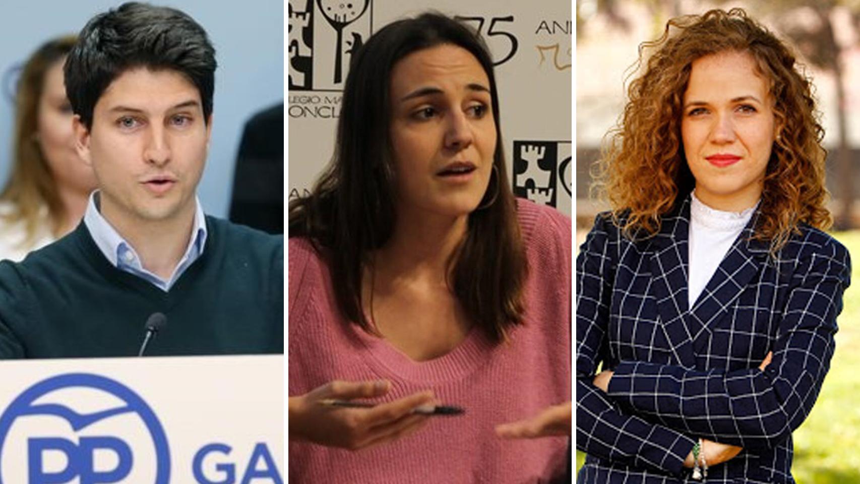 Diego Gago (PP); Sabela Rodríguez (c), y Laura Casado (d).