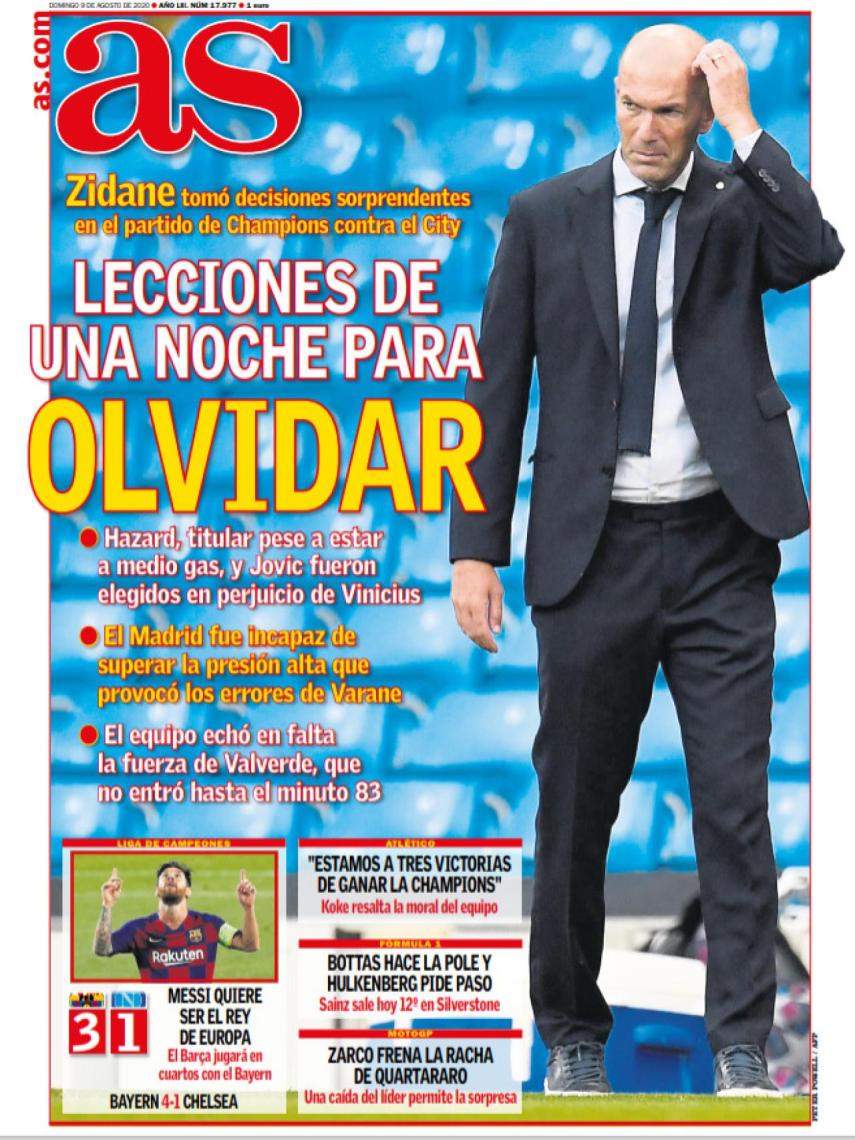 La portada del diario AS (09/08/2020)