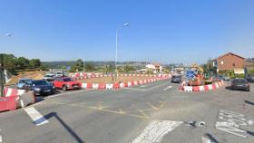 La intersección cortada por obras en Cambre (A Coruña).