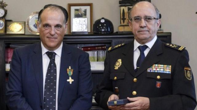 Javier Tebas y Florentino Villabona, expolicía y responsable de Integridad de La Liga.