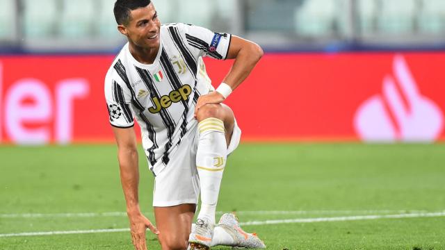 Cristiano Ronaldo, en el partido de Champions contra el Lyon