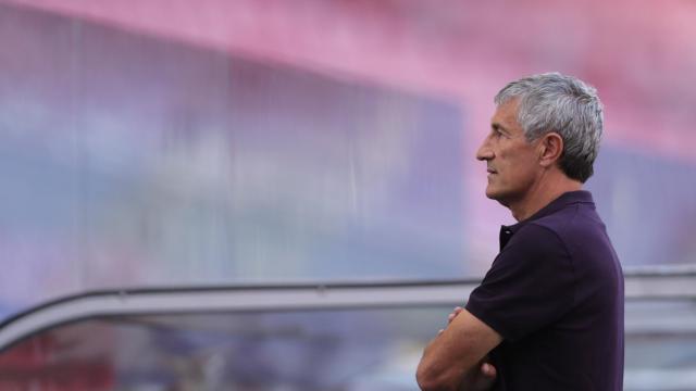 Quique Setién, en el Estadio Da Luz, en la previa del encuentro ante el Bayern de Múnich