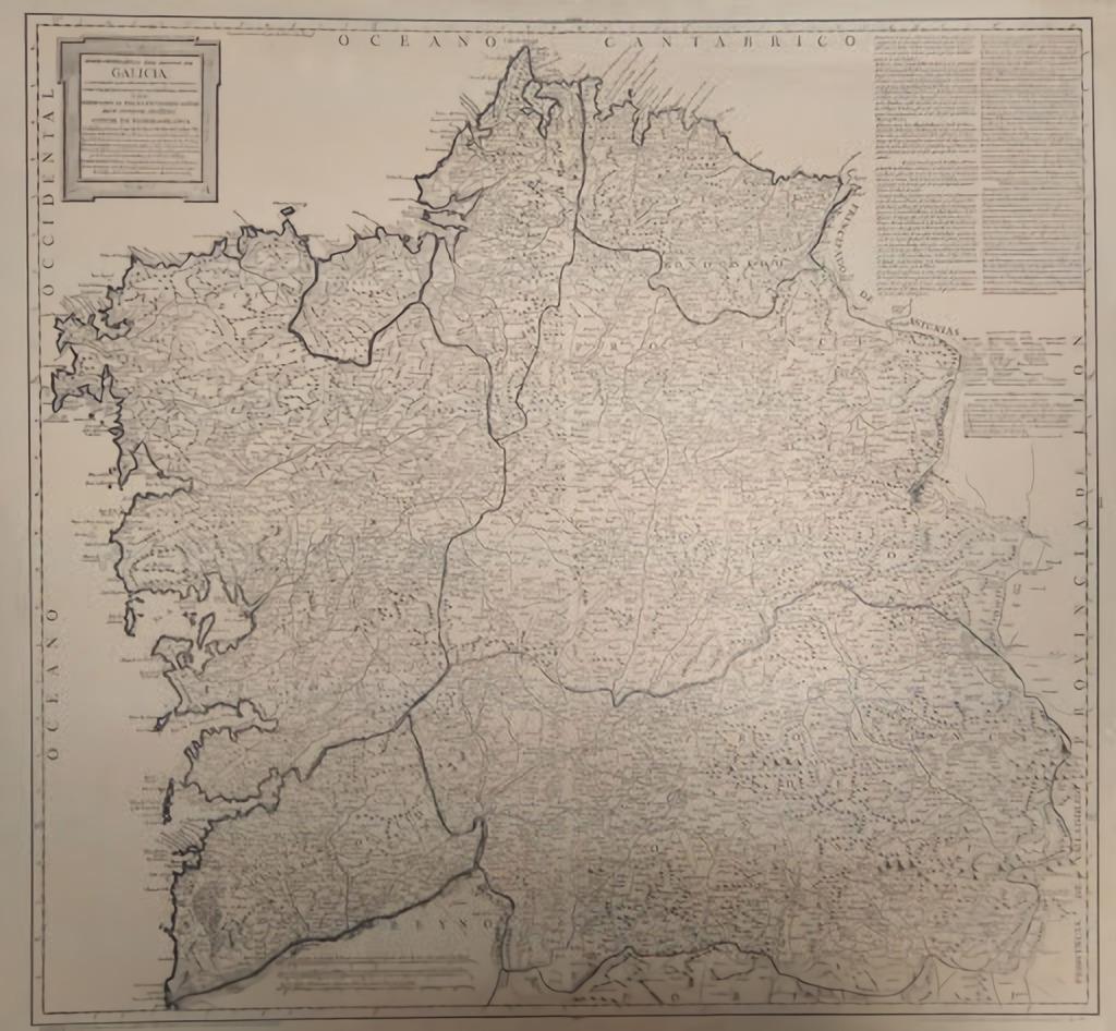 Antiguo mapa de Galicia con sus siete provincias (Tomás López vía Instituto Geográfico Nacional)