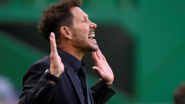 Diego Simeone, durante el partido entre el RB Leipzig y el Atlético de Madrid