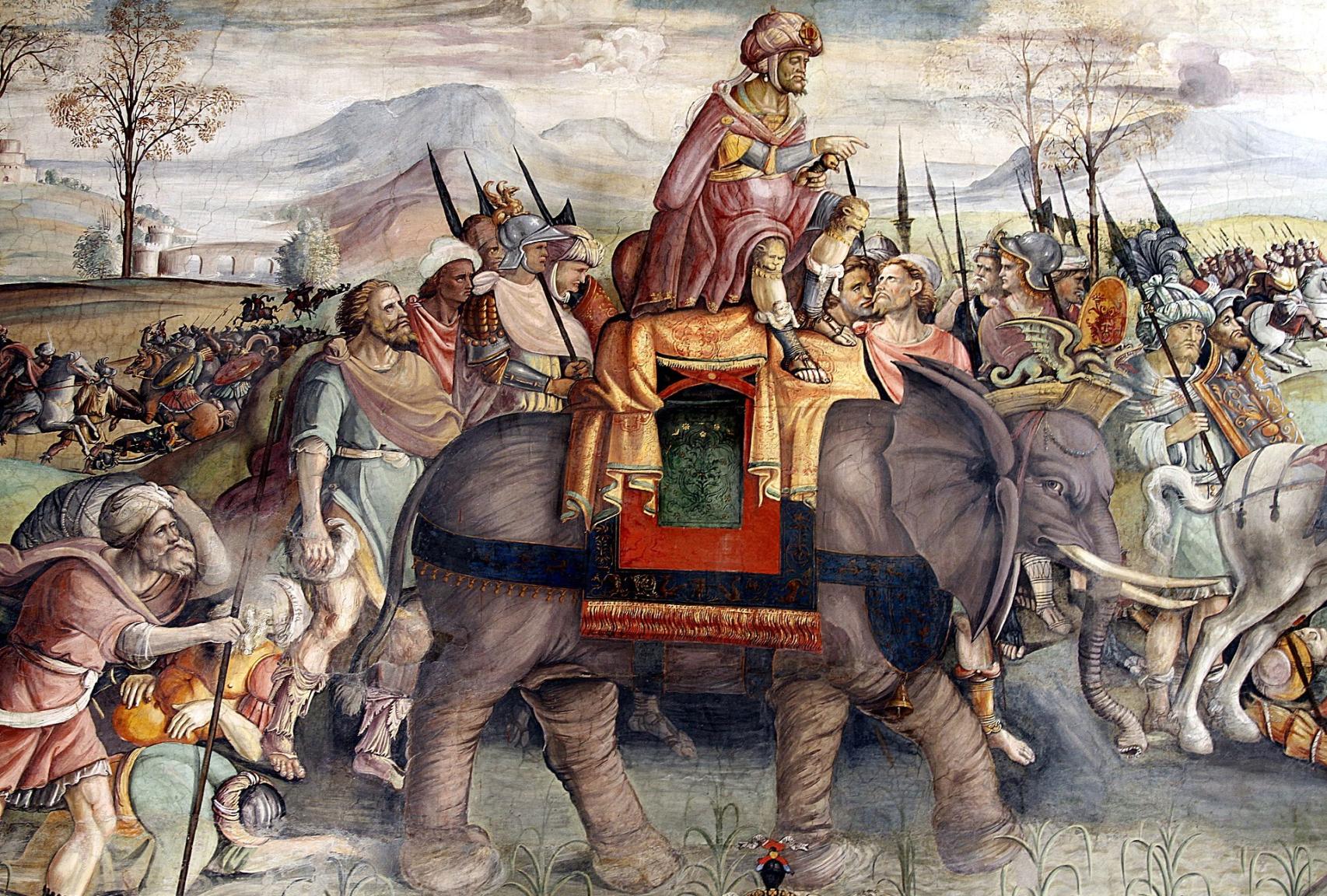 Aníbal cruzando los Alpes para enfrentarse a los romanos.
