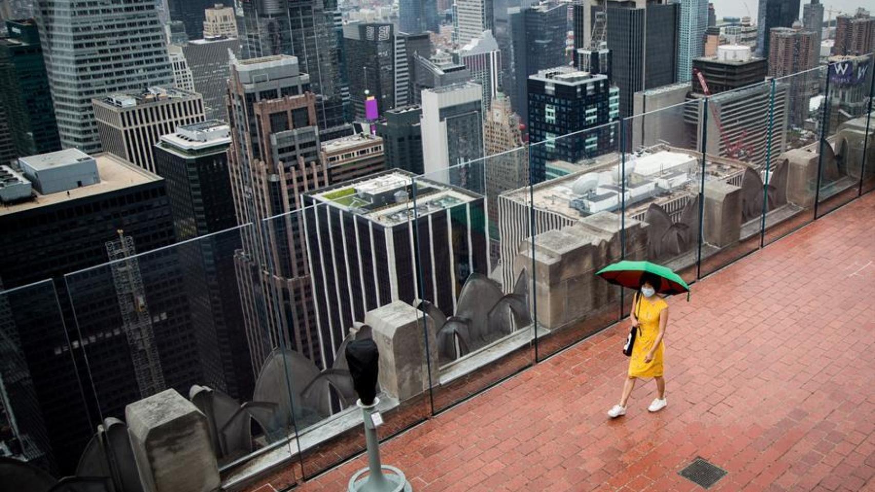 El observatorio del Rockefeller Center de Nueva York, casi vacío.