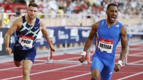 Orlando Ortega llegando primero a la meta del meeting de Mónaco de la Diamond League de 2020