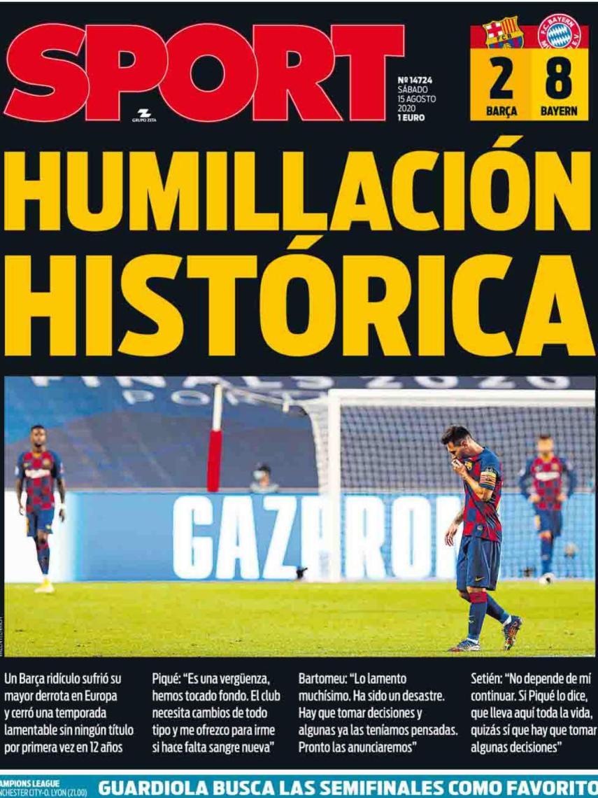 Portada del diario Sport 15-08-2020