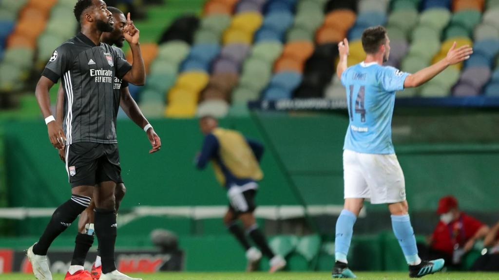 Dembélé celebra contra el Manchester City
