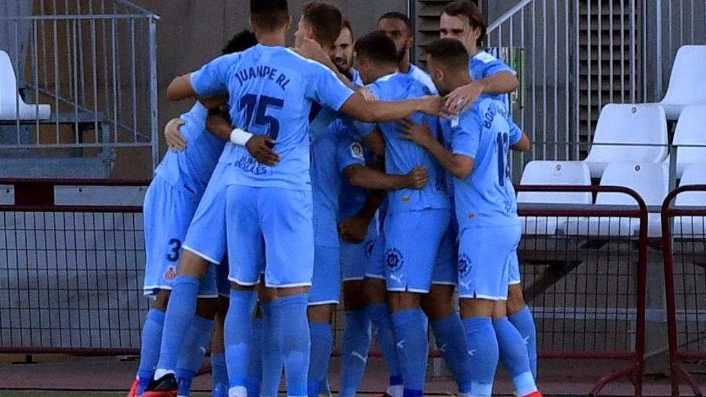 El Girona celebra un gol en el campo del Almería