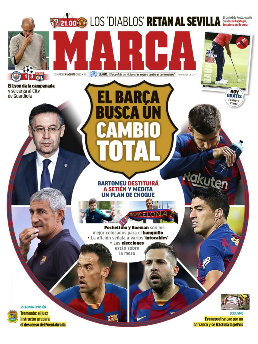 La portada del diario MARCA (16/08/2020)