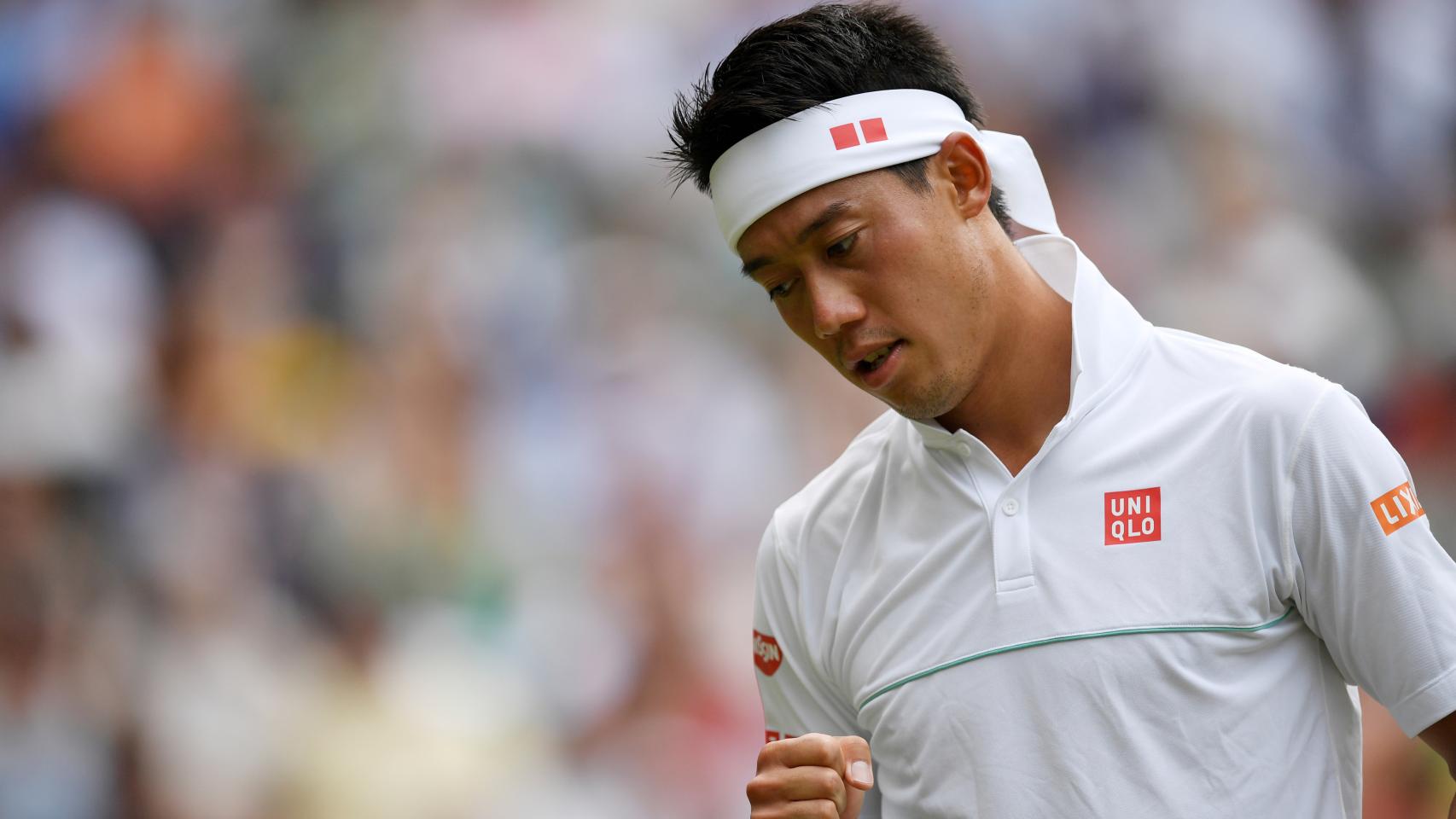 Kei Nishikori, durante un torneo en 2019