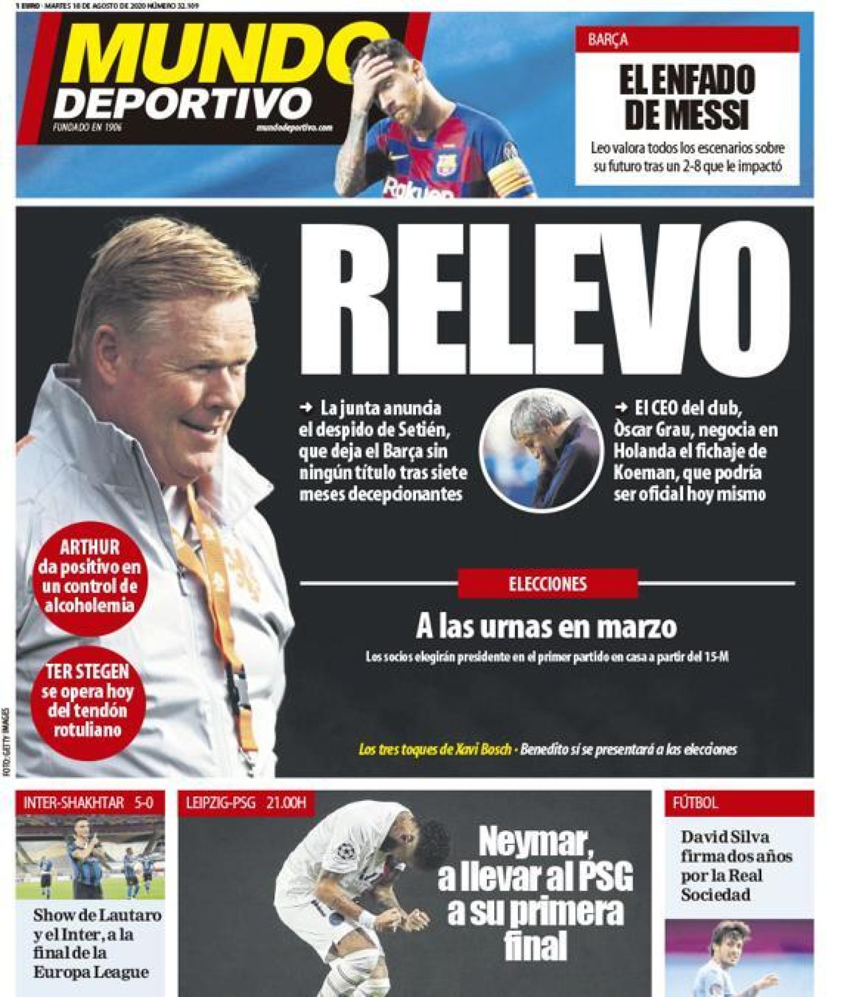 La portada del diario Mundo Deportivo (18/07/2020)