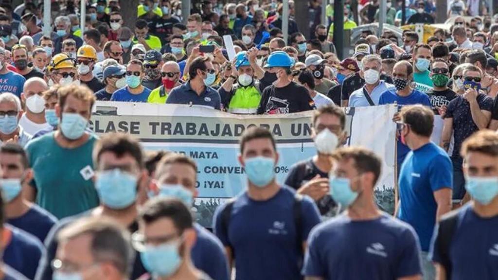 Imagen de archivo de la protesta de julio de la plantilla de Navantia en Cádiz