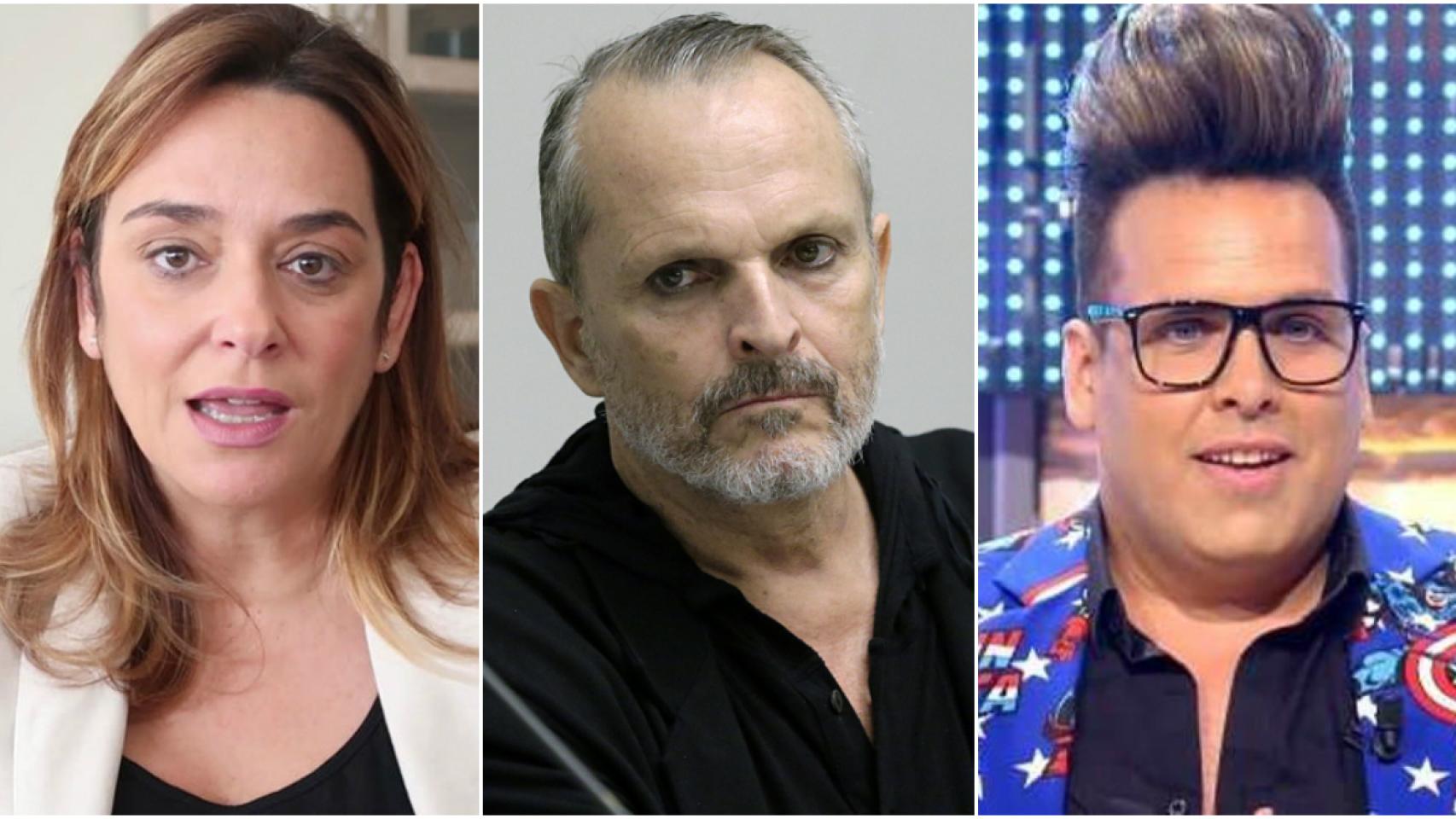 Toñi Moreno, Miguel Bosé y Torito en montaje de JALEOS.