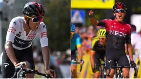 Egan Bernal a la izquierda, Richard Carapaz a la derecha