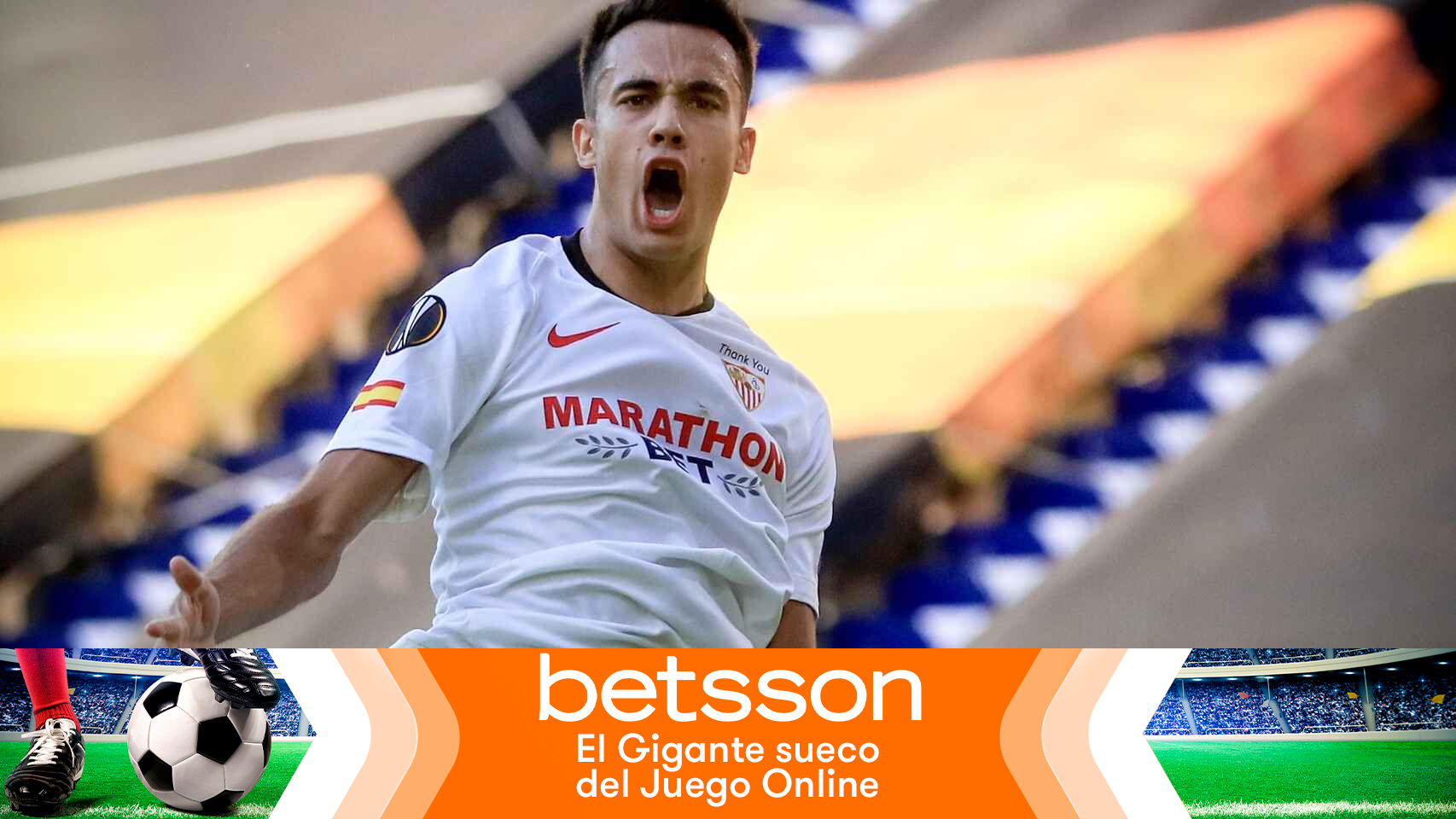 Sergio Reguilón celebra un gol con el Sevilla FC