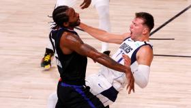 Kawhi Leonard choca contra Luka Doncic