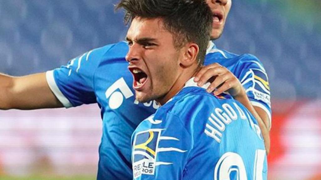 Hugo Duro celebra su gol con el Getafe al Villarreal