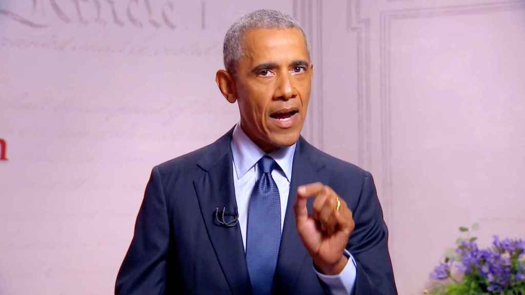 Barack Obama en su discurso en la Convención Nacional Demócrata.