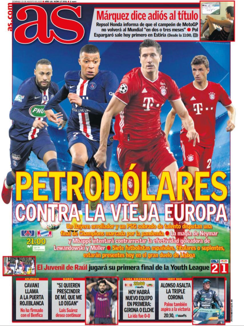 La portada del Diario As (23-08-2020)