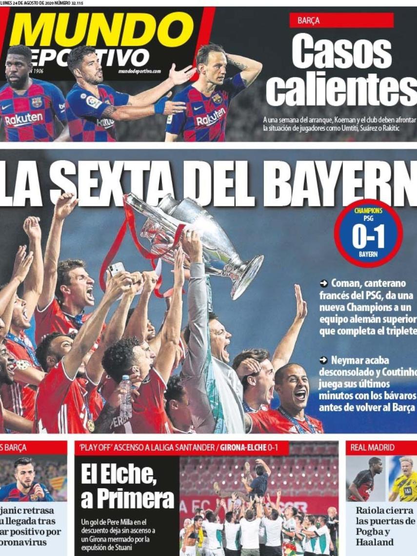 La portada del diario Mundo Deportivo (24/08/2020)