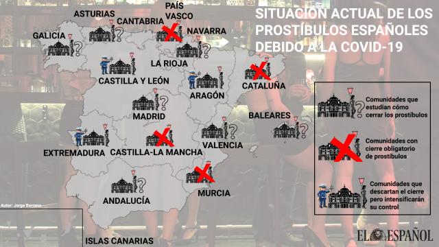 El caótico mapa del cierre de los prostíbulos, comunidad a comunidad: ¿por qué siguen abiertos?