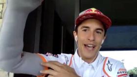 Marc Márquez y su aparatosa protección en el brazo