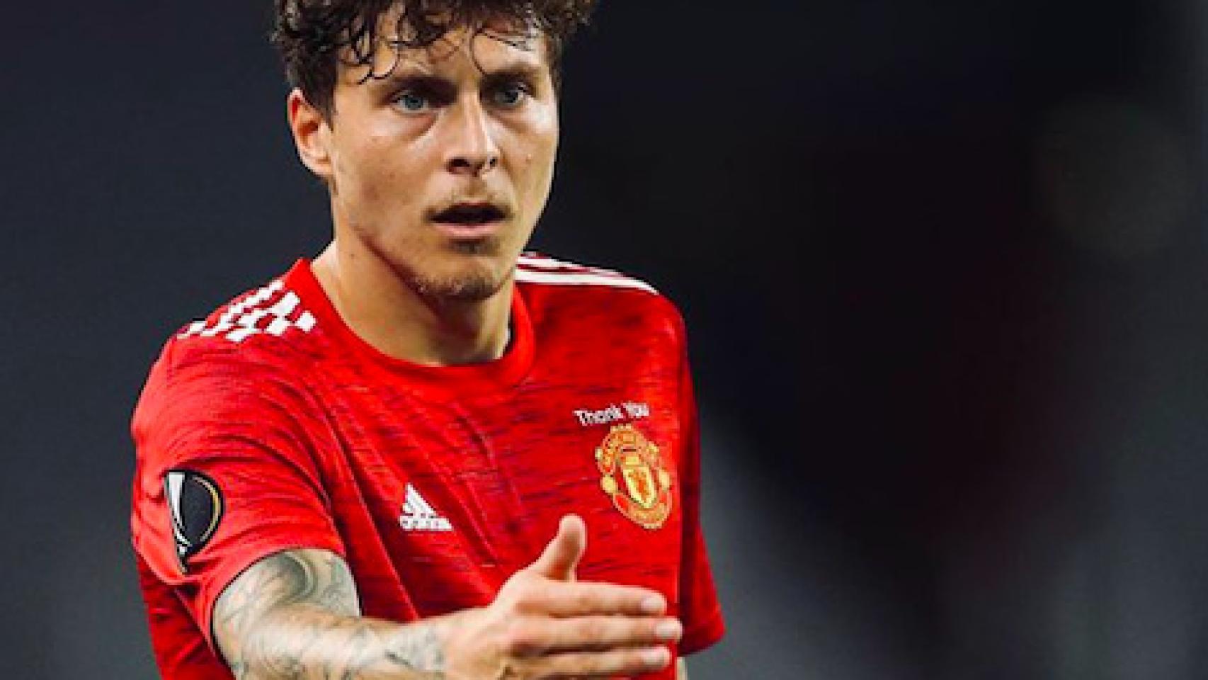 Victor Lindelof durante un partido del Manchester United