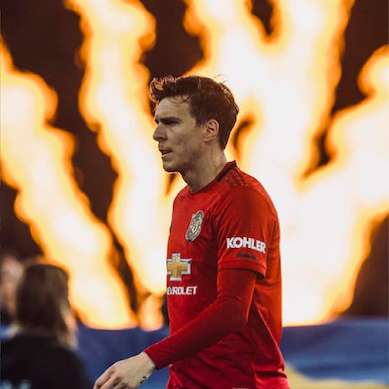 Lindelof durante un partido con el Manchester