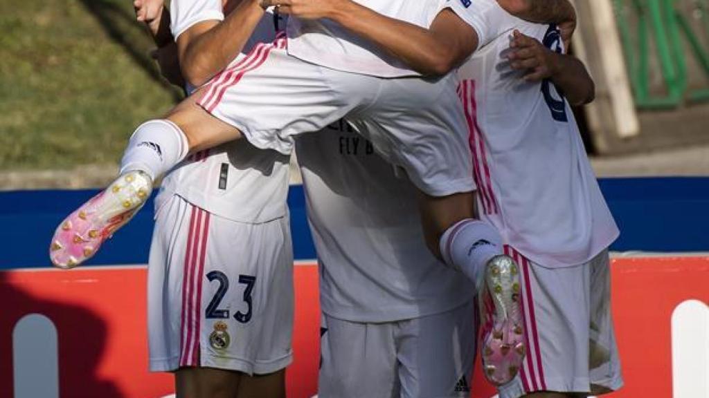 Celebración del gol de Miguel Gutiérrez en la final de la Youth League