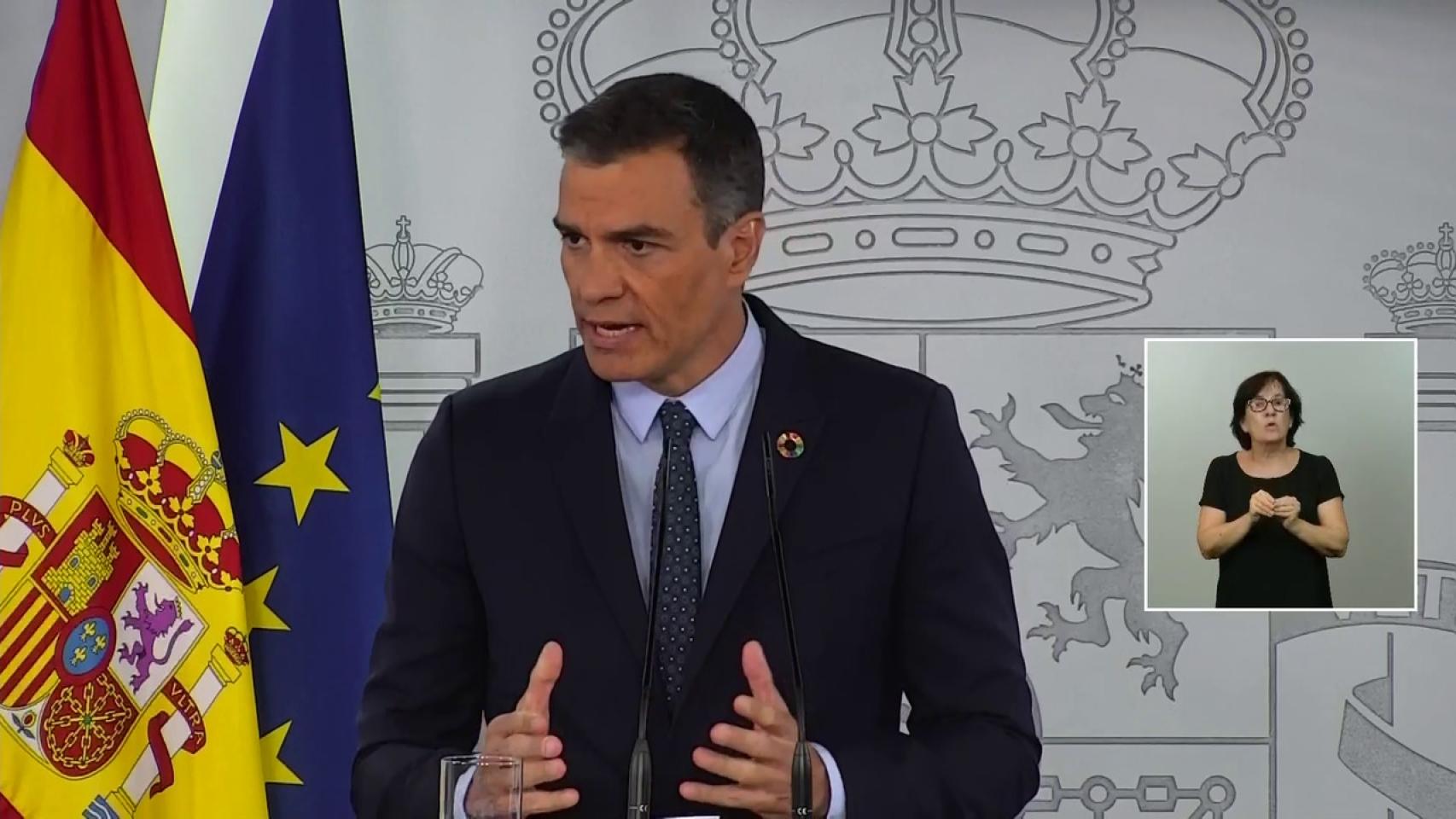 El presidente del Gobierno, Pedro Sánchez, este martes en rueda de prensa.