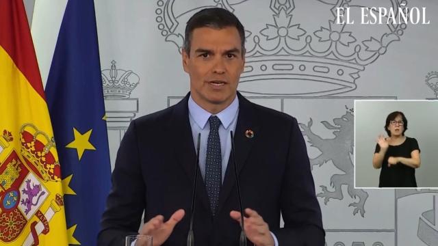 Pedro Sánchez durante su comparecencia de este martes.