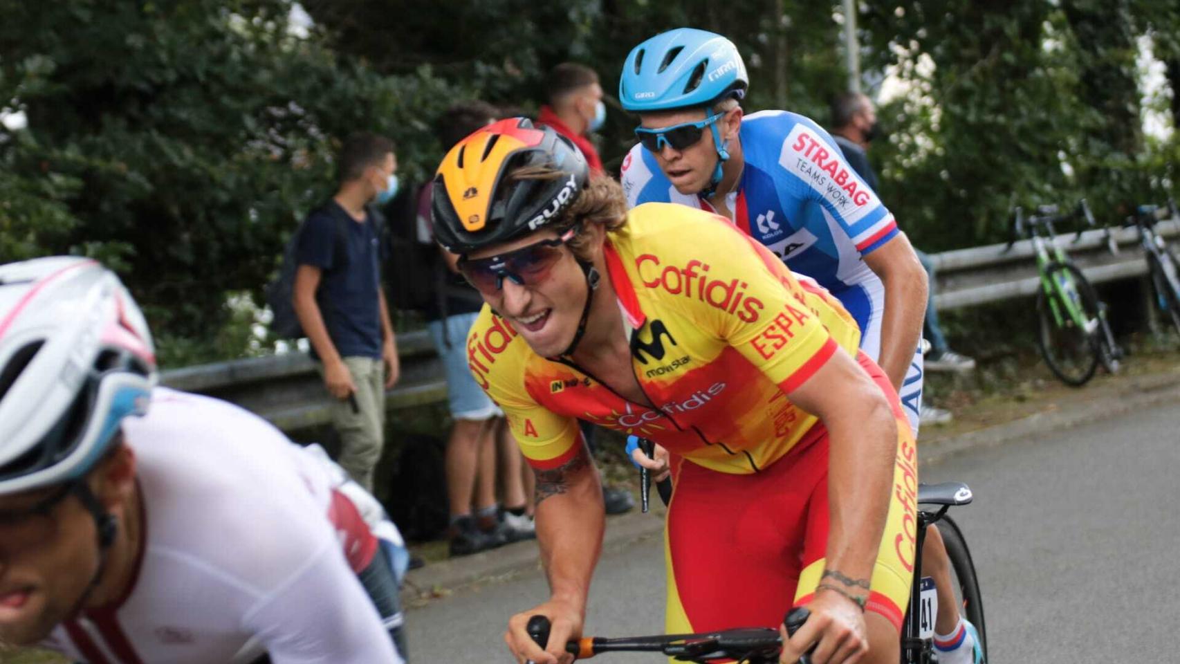 Iván García Cortina, durante el campeonato europeo de ciclismo en ruta 2020