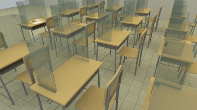 Imagen 3D de cómo serán las aulas de El Rubio gracias a las mamparas de DFABRIK