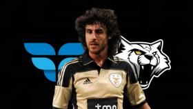 Pablo Aimar y los logos de Wygers y Fellow Funders