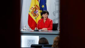 La ministra de Educación, Isabel Celaá, en la rueda de prensa conjunta tras la conferencia sectorial mixta.