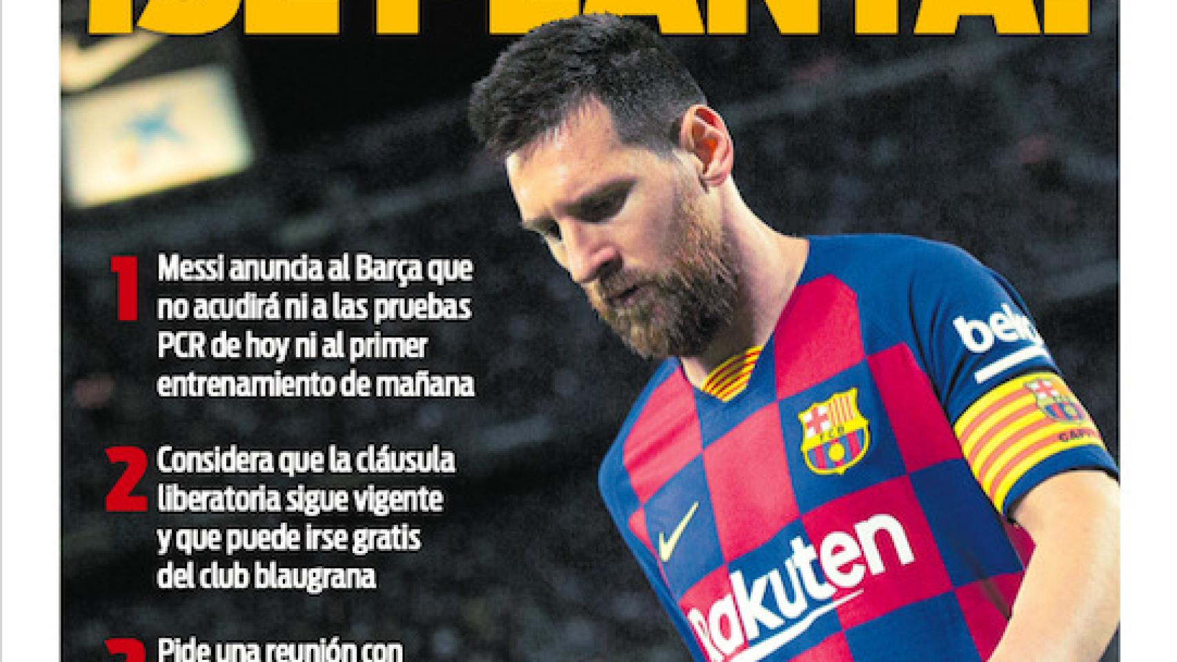 La portada del diario SPORT (30/08/2020)