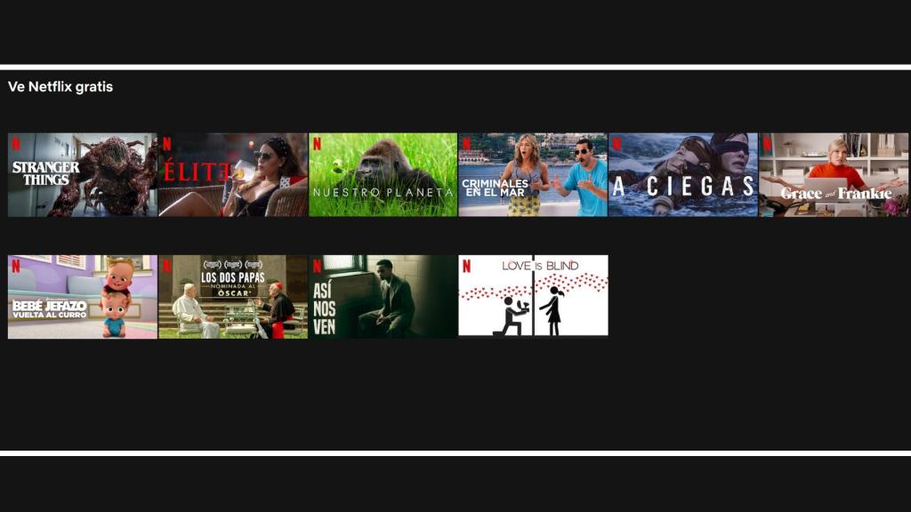 Series y películas gratis en Netflix.
